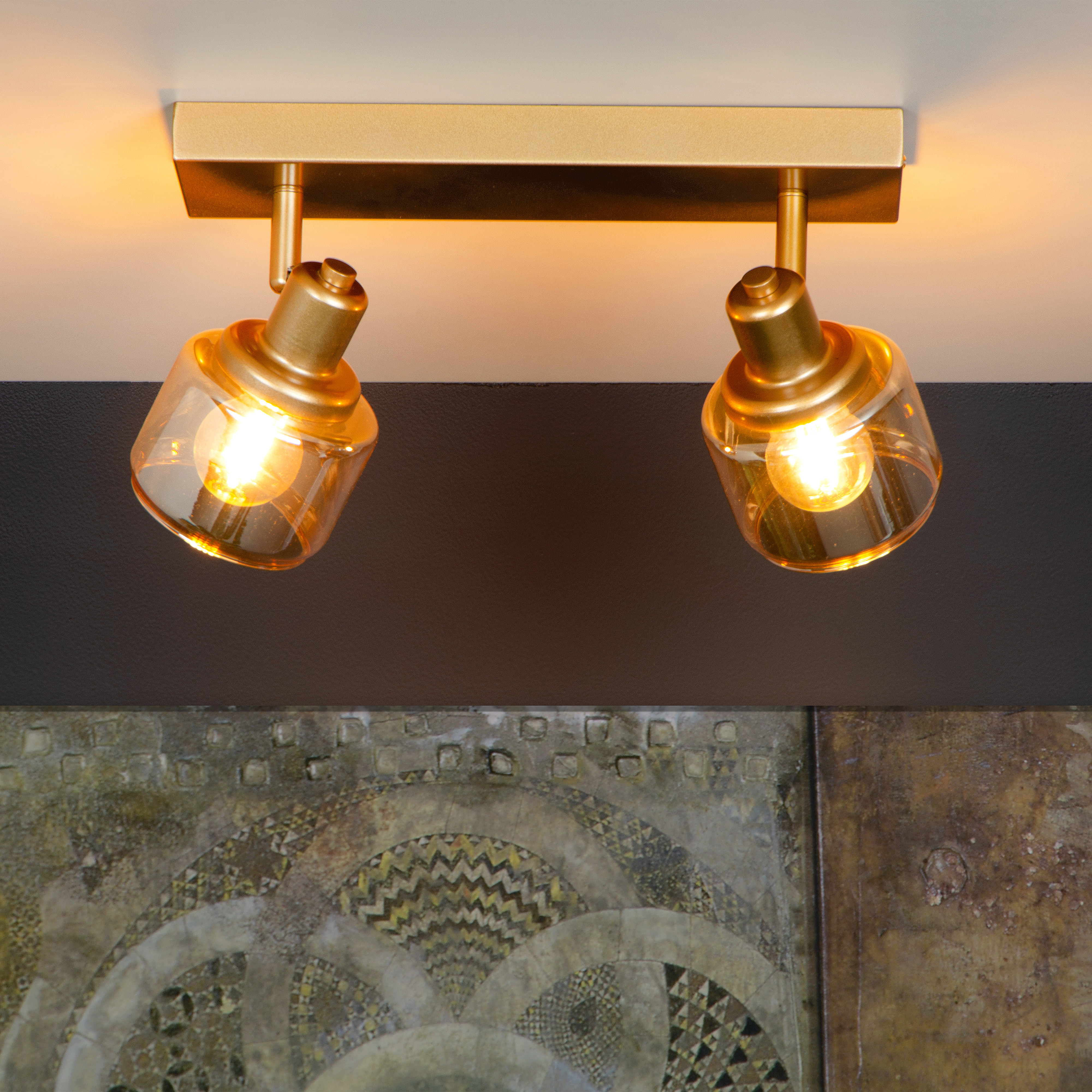 Lucide BJORN - Ceiling spotlight - 2xE14 - Matt Gold / Brass